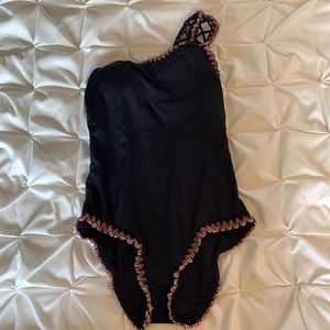 Becca one piece one shoulder open back swimsuit